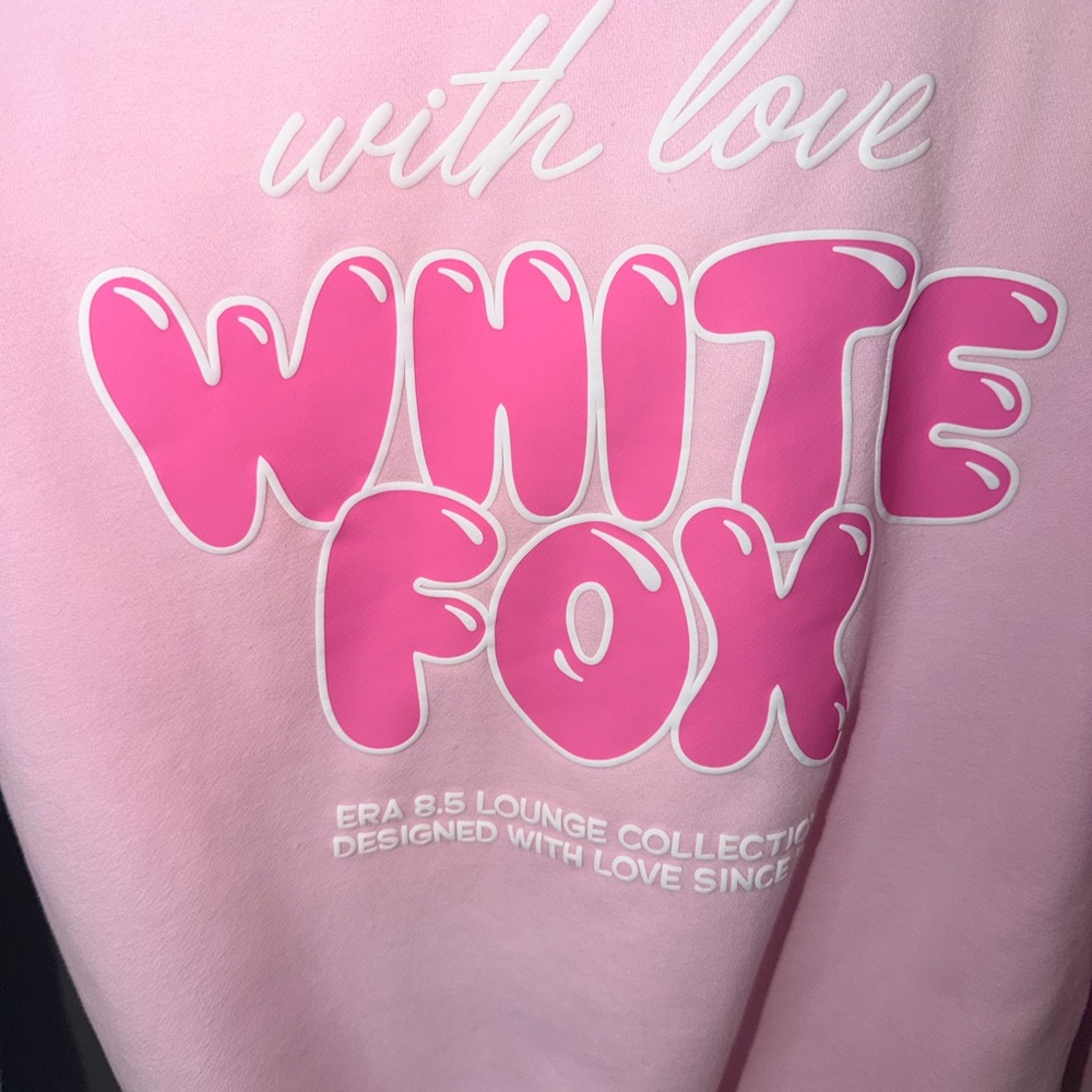 SOLD 233. White Fox With Love Always Oversized Hoodie Baby Pink - Picture 5 of 7